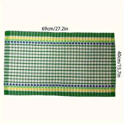 Four-Piece Kitchen Towel Set, 18 x 28 Inches Each with Mixed Plaid, Stripe and Floral-Band Colors