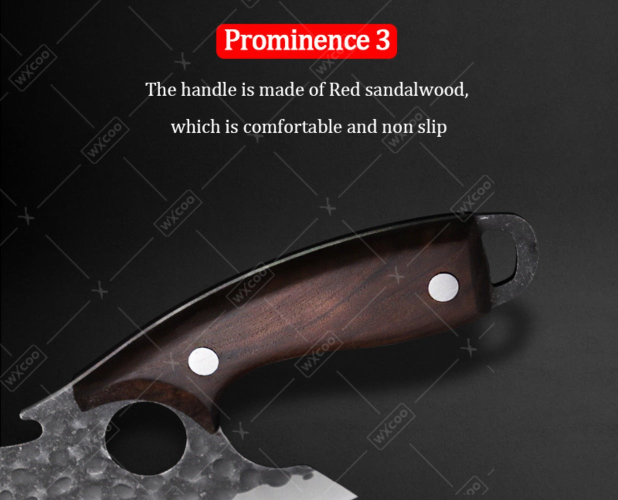 Kitchen Chef Knife Set 3 Piece Stainless Steel - Sharp Boning Knife, Utility Knife & BBQ Knife with Hammered Blade
