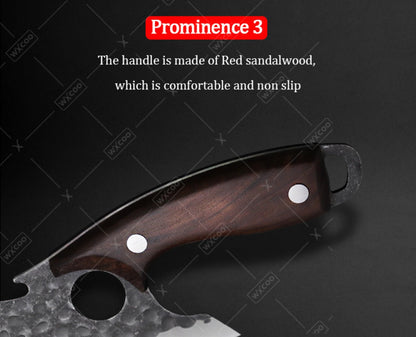 Kitchen Chef Knife Set 3 Piece Stainless Steel - Sharp Boning Knife, Utility Knife & BBQ Knife with Hammered Blade