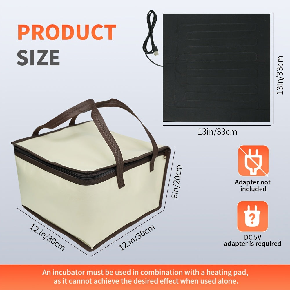 Bread Proofing Box USB Powered Foldable Dough Fermenter with Carry Bag - Zippered Portable Proofing Container for Pizza Dough