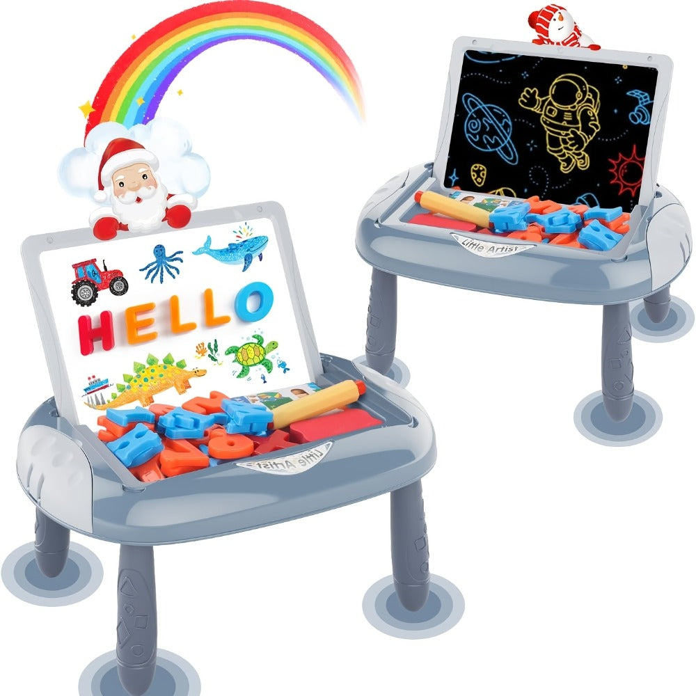 Double-Sided Kids Drawing Easel with Foldable Tabletop Stand, Chalkboard, Whiteboard and Six Color Options