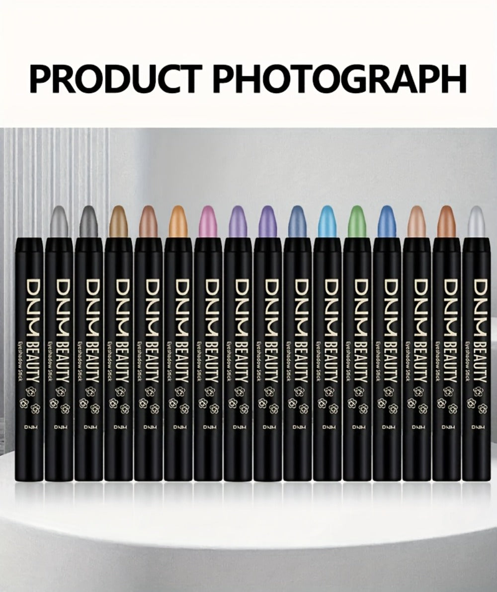Gel Eyeshadow Stick Pencil Set 16 Colors Pearl Shimmer Matte Blendable Eye Makeup Crayons, for Makeup, Travel and Everyday Vanity Use