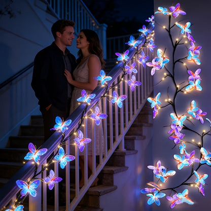 String Lights, 30-LED Butterfly Vine Fairy Branch with Eight Modes, USB Power and Warm White Indoor Glow