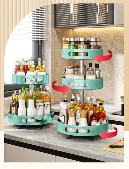 Rotating Spice Rack Double Layer Stainless Steel Countertop Corner Seasoning Storage for Laundry Rooms, Closets and Home Organization