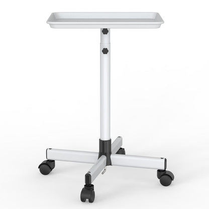 Salon Rolling Tray Trolley on Wheels Height Adjustable 30"-42" – Silver Mobile Salon Cart for Nail Tech, Esthetician, Barber