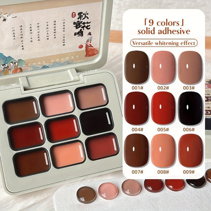 Gel Nail Polish MORDDA 9-Color Autumn Harvest Set with Solid Shades and Included LED Curing Pen for Nail Art