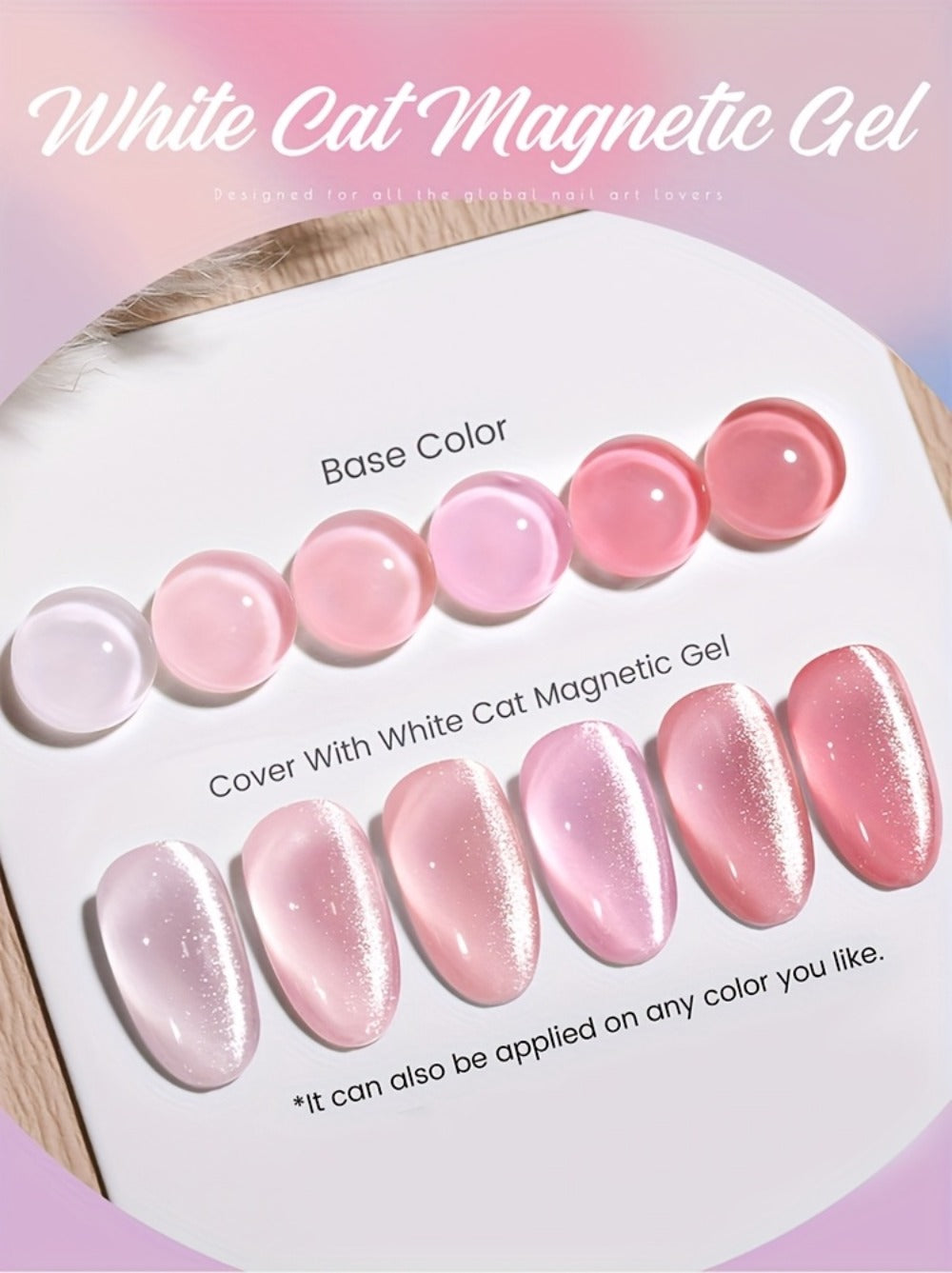 White Glitter Cat Eye Gel Polish Set 2pc Sparkling Magnetic with Stick Included | Soak Off UV LED 0.51oz Each Semi-Permanent 3D Nail Art |