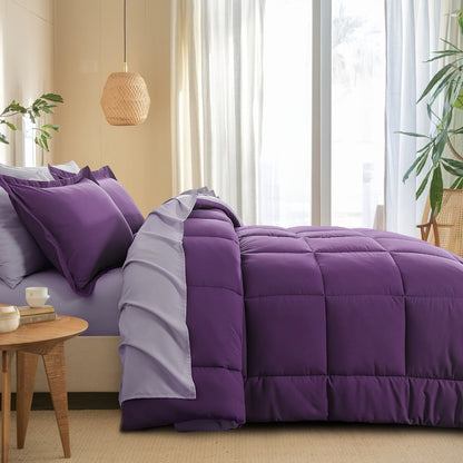 7 Piece Comforter Set Luxury Soft Fluffy Bedding All Season Bed in a Bag with Comforter Fitted Sheet Flat Sheet Pillowcases Hypoallergenic