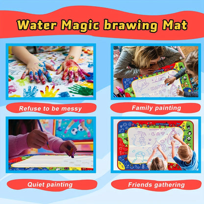 Reusable Water Doodle Mat for Kids with 2 Water Pens, Large Size Mess-Free Drawing Pad, Educational Art Toy