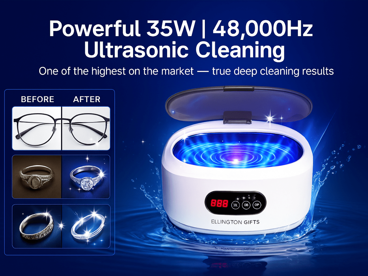 Ultrasonic Cleaner - Jewelry Machine 48000Hz Portable for Glasses Watches Dentures Rings - product detail view 14