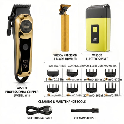 3-in-1 Grooming Kit for Men – Electric Hair Clipper, Nose Hair Trimmer & Shaver Set, USB Rechargeable Lithium Battery Cordless