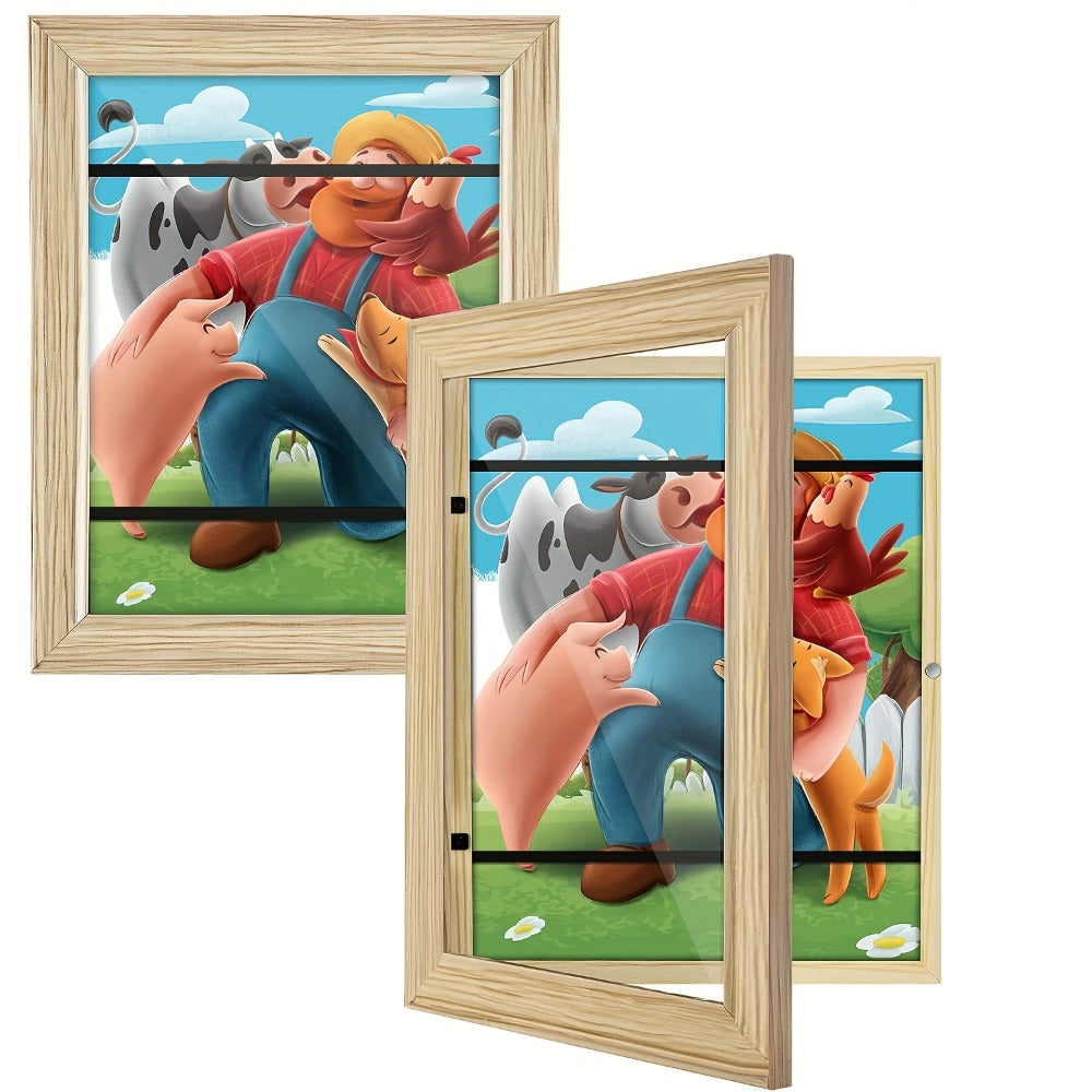 Kids Artwork Frames Front Opening Changeable 8.5x11 Inch Children Art Display Picture Frame for Drawing Crafts Photos Holds 130 Pieces Wood