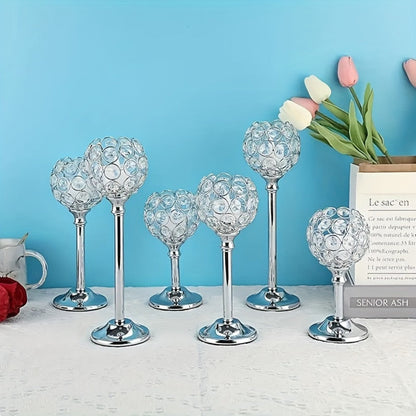 Crystal Candelabra Centerpiece, Gold & Silver Taper Candle Holders for Wedding, Anniversary, Candlelit Dinner