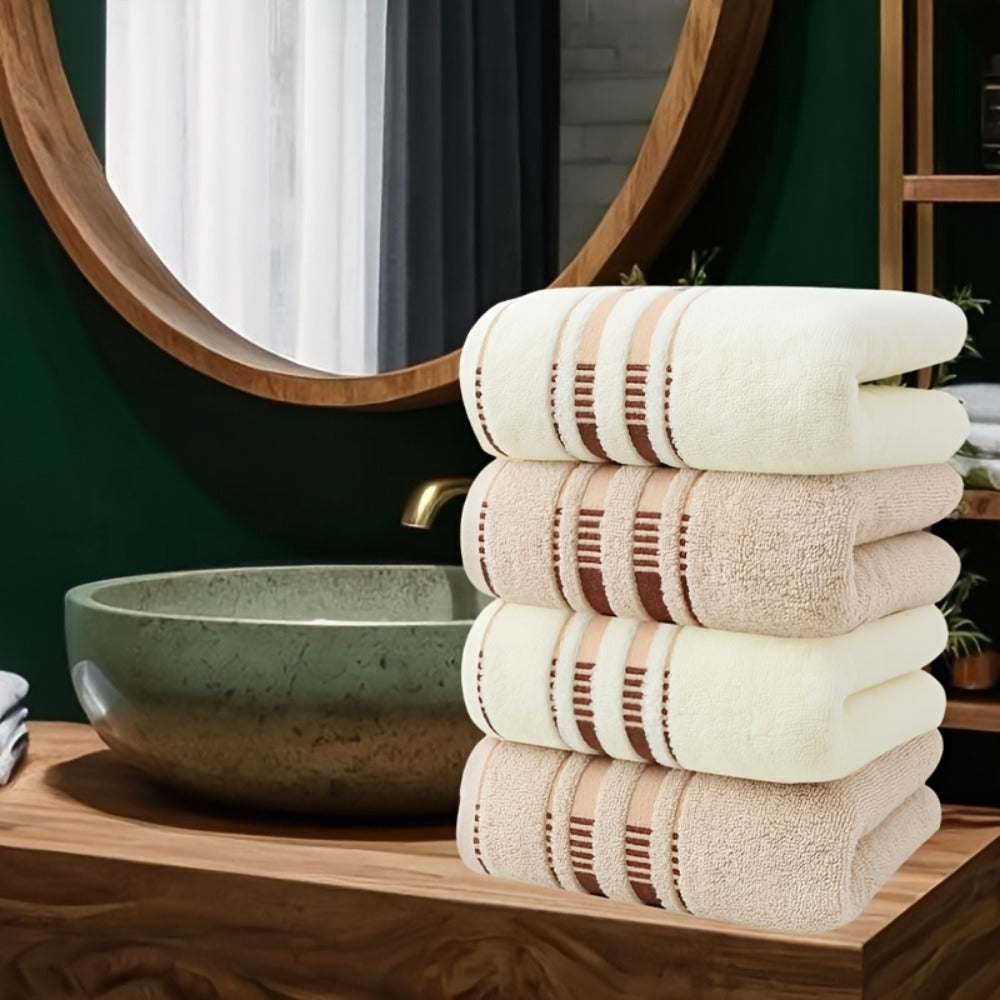 Towel Set 4-Pack Pure Cotton Face Towels in Camel, Beige Yellow or Mixed Colors for Home and Spa