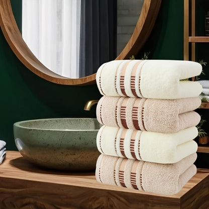 Towel Set 4-Pack Pure Cotton Face Towels in Camel, Beige Yellow or Mixed Colors for Home and Spa