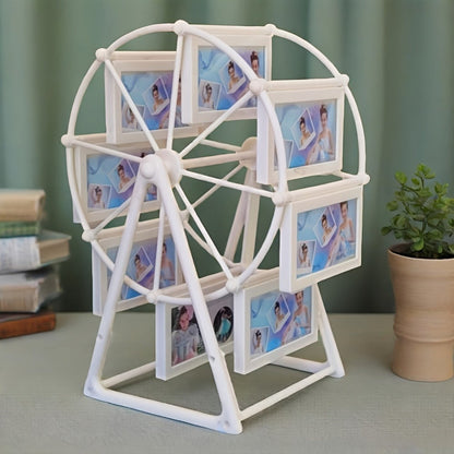 Rotating Ferris Wheel Photo Frame - Holds 8 Photos 4 inch - Vintage Spinning Picture Display Stand for Desk