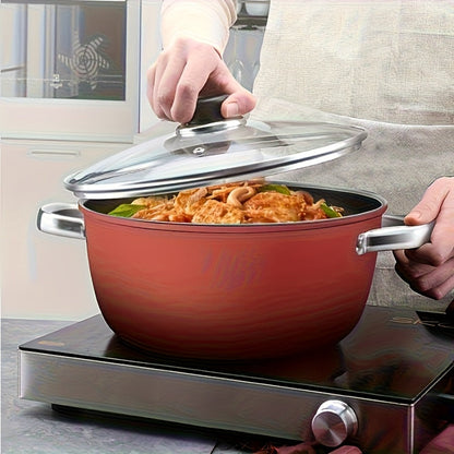 Nonstick Stock Pot with Lid 10 Inch Stone Derived Coating Iron Core Even Heating Induction for Entryways, Bedrooms and Living Spaces