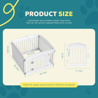 Foldable Dog Playpen & Indoor Outdoor Pet Fence – Portable, Easy to Clean, 4-Panel & 6-Panel, White & Black