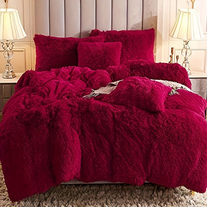 Plush Duvet Cover 100% Polyester Soft Warm Zipper Closure Cozy Bedroom Bedding Twin Full Queen King Solid Tie Dye 14 Colors for Bedroom