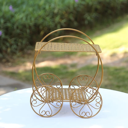 Cake Stand Pedestals Set of 3, Golden Metal Geometric Stackable Dessert Display with Square Plastic Top
