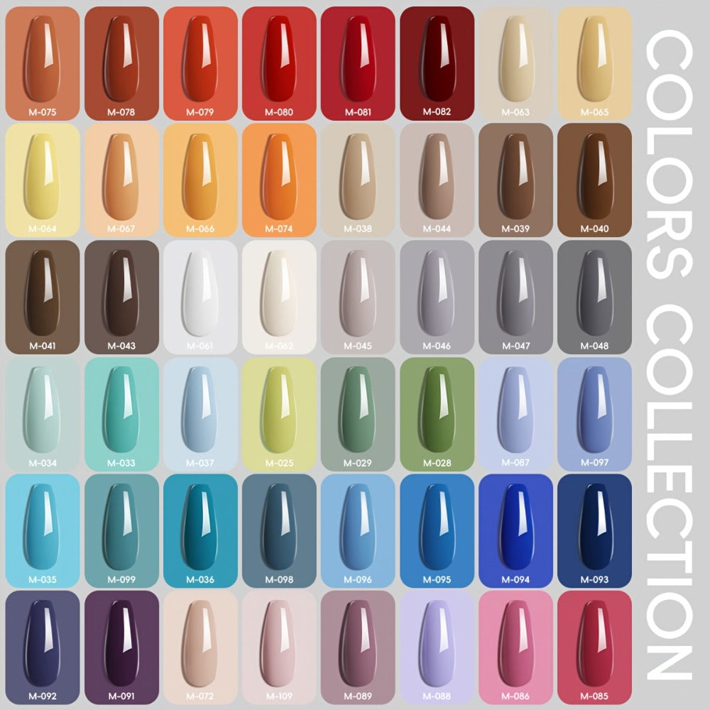 Gel Nail Polish 6-Piece 15ml Rainbow-Candy Frame-Bottle Sets in 7 Numbered Color Palettes for Nail Art