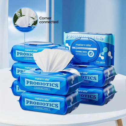 Flushable Wet Wipes with Probiotics, Plant-Based Fibers, Fragrance Free, Sewer Safe, & Thick Disposable Butt Wipes for Adults