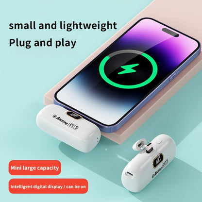 Mini Power Bank 5000mAh with Built-in USB-C Connector Fast Charging, Ultra-Compact Pocket Portable Charger for iPhone Android Samsung