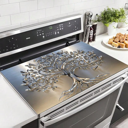Stove Top Cover Mat Classic Tree Design, Heat-Resistant Decorative Stove Protector Pad with Branches & Leaves