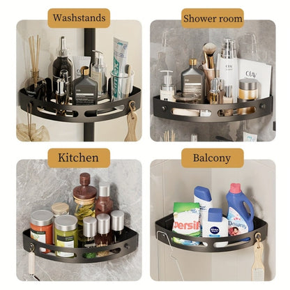Corner Shower Caddy Organizer 2pcs – 2-Tier No-Drill Wall-Mounted Bathroom Shelf Rack with Adhesive Mounts
