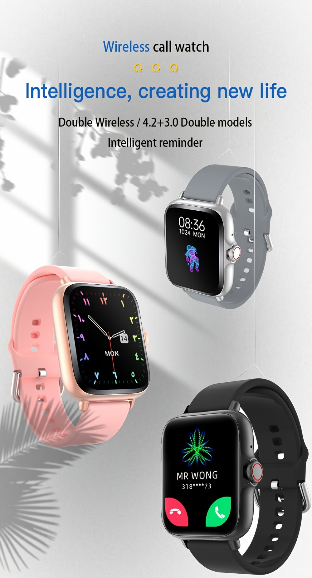 Smartwatch Large Screen with Wireless Calling & Message Alerts, Full Touch HD Display, Heart Rate, Blood Oxygen, Sleep and Stress Readouts