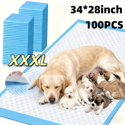 Tear-Resistant XXXL Dog Pee Pads 100-Count – 6-Layer Thickened Super Absorbent Leak-Proof Pet Pads | Odor-Reducing | Puppy & Large Dog