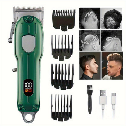 Hair Clipper Cordless Metal-Body Set with LCD Battery Display and Single or Two-Piece Color Options