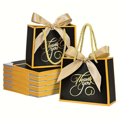 Gift Bag Set Small Thank You Print, 50 Handle Bags in Pink, Green, White, Red or Blue, 5.5 x 2.4 x 4.7 Inches