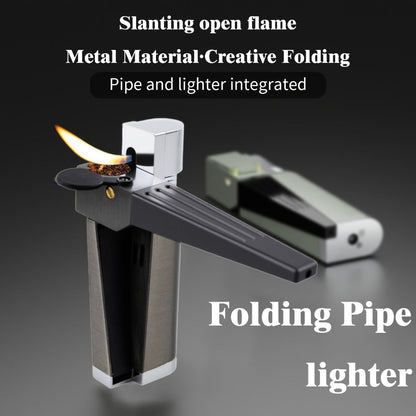 Folding Pipe Lighter Refillable 2-in-1 with Adjustable Flame, Metal-Crafted Durable Design, Gift Box Included