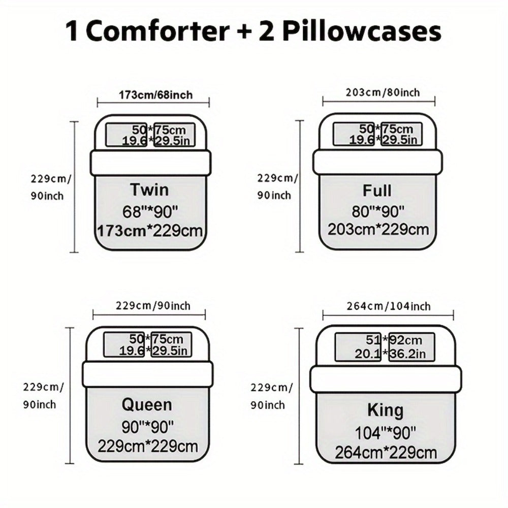 Gothic Skull Comforter Set with Two Pillowcases, Two Design Labels and Twin through King Sizes