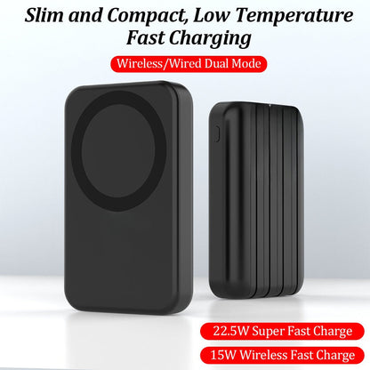 30000mAh-Labeled Magnetic Wireless Power Bank with Built-In USB-A and USB-C Cables in Four Colors