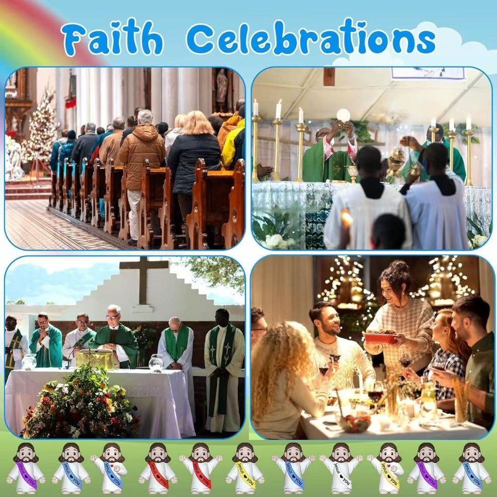 100pcs Mini Jesus Statue Party Favors – Religious Baptism First Communion VBS Crafts Gift Random Color