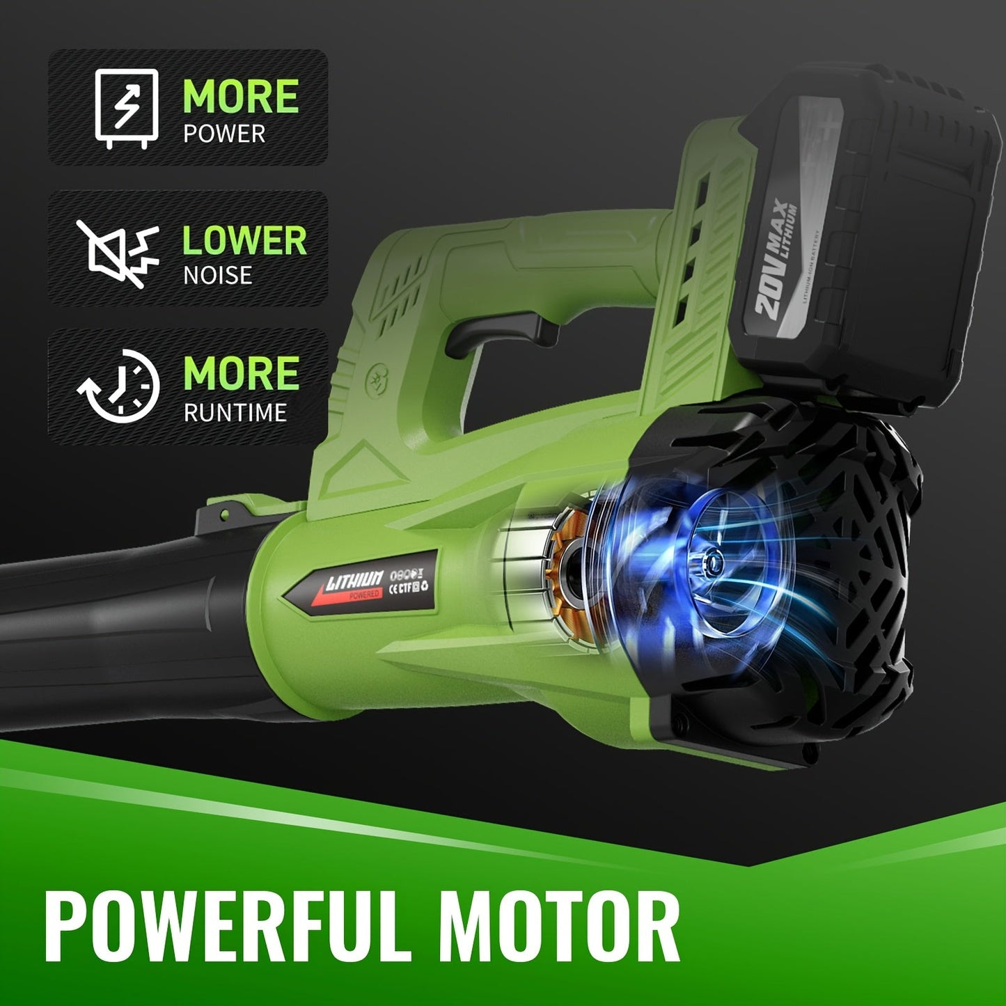 Cordless Leaf Blower, Battery Powered Lawn Yard Snow Pet Hair for Garden, Patio and Yard Use