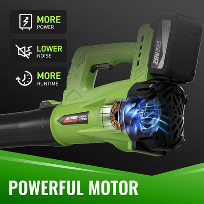 Cordless Leaf Blower, Battery Powered Lawn Yard Snow Pet Hair for Garden, Patio and Yard Use