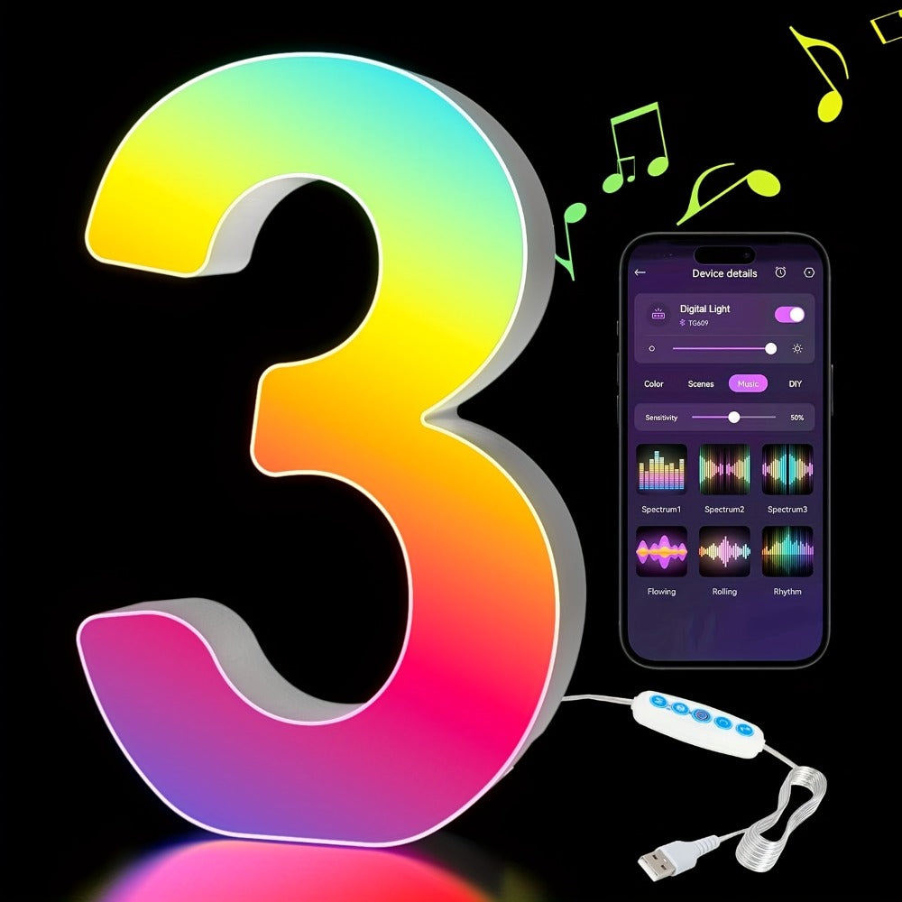 LED Letter Lights Music Sync – Colorful Flashing Marquee Alphabet Lights for Room Decor, Party, Bedroom, Festival & Camping