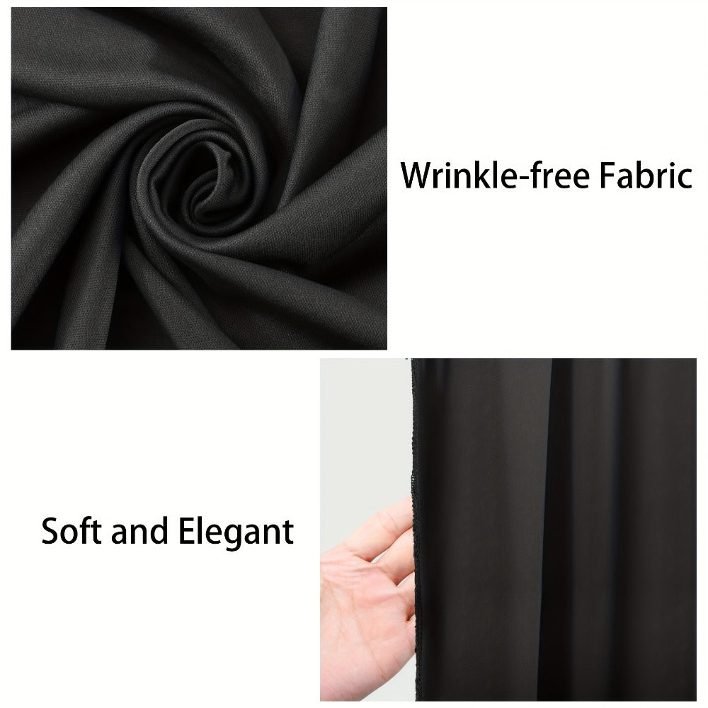 White Black Duo Backdrop Curtains 2 Pack 5x10Ft Wrinkle-Resistant Photo Background Fabric for Wedding, Birthday, Christmas
