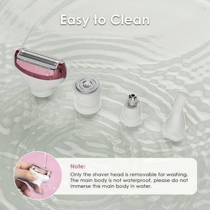 4-in-1 Electric Hair Remover for Women USB Rechargeable Shaver Trimmer – Eyebrow Nose Face Leg Bikini Line Underarm Peach Fuzz Removal