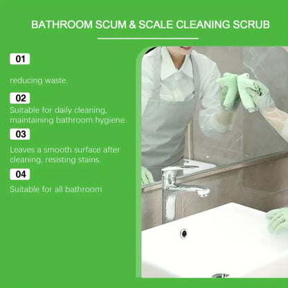 Bathroom Cleaner with Sponge 3.38oz – Deep Cleaning Stain Removal Scrub for Tiles Tub for Bath Time, Home Spa and Personal Care
