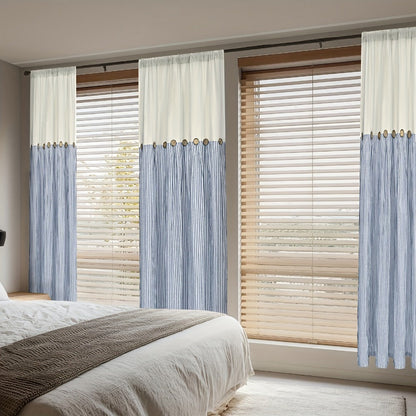 Semi Sheer Curtains Bohemian Linen Cotton Patchwork Grommet Top Window Drapes for Bedroom Living Room Kitchen Bathroom Cafe
