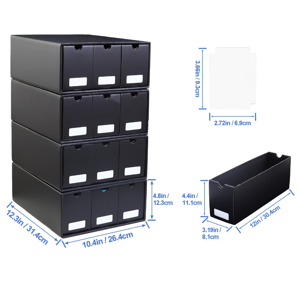 Trading Card Storage Box 12 Drawer with 50 Dividers – Large Cardboard Card Organizer for Sports Cards Baseball Pokemon TCG Playing Cards