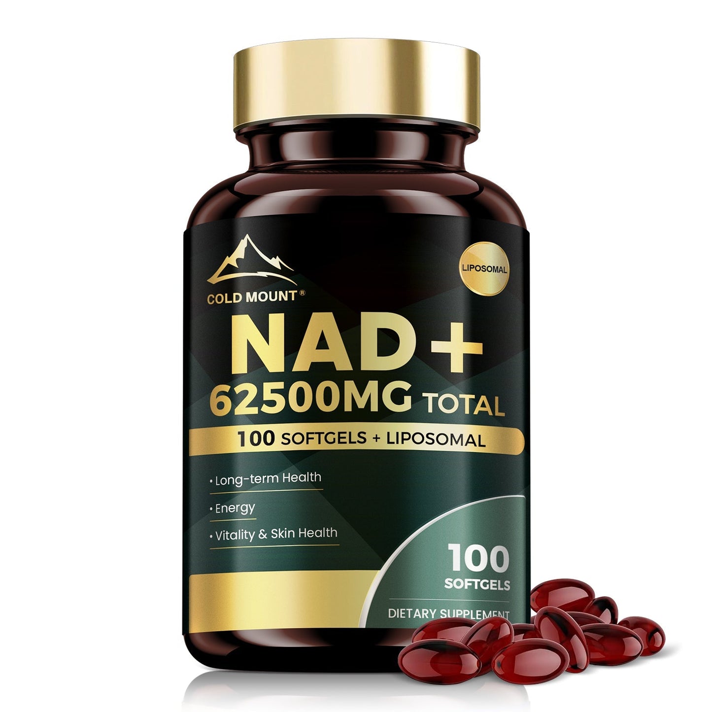 NAD+ Supplement 62500mg with Nicotinamide Riboside & Trans-Resveratrol, Healthy Aging, Brain Health