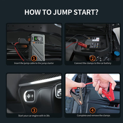 6000A/8000A Jump Starter with 150PSI Air Compressor – 7-in-1 Jump Box with Digital Tire Inflator, Portable Car Battery Charger for 12V