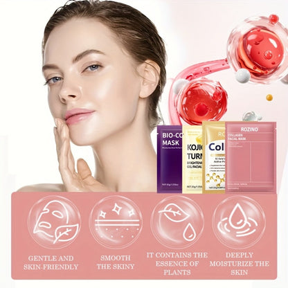 Bio-Collagen Powerful Moisturizing Face Mask Set 20pcs | Deep Hydration Anti-Aging Skincare for Dry Dull Sagging Skin | Facial Masks for Men