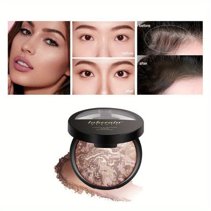 Marble Baked Contour Palette Set 2-Piece Kit with Color Correcting Foundation Powder, for Makeup, Travel and Everyday Vanity Use