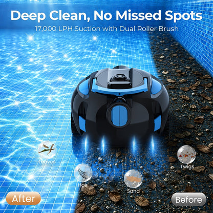 Cordless Robotic Pool Cleaner with 90-Min Runtime, Self-Parking Auto Vacuum, Floating Bracelet Retrieval
